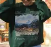 Moletom Transfronteiriço Tamanho Europeu Transfronteiriço Gola Redonda Com Pelúcia Interna Galáxia Monte Fuji Casual Masculino Solto Estampado Tamanho Europeu