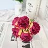 Ramo de Peonías Simuladas de Cinco Cabezas, Flores Artificiales, Estilo Pastoral, Accesorios para Bodas en Casa, Accesorios para Sesiones de Fotos