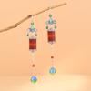 Ciervo Dorado Rey Plata S925 Simple y Elegante Esmalte Cloisonné Pendientes Largos y Anchos Estilo Chino Ágata Zafiro Pendientes para Mujer