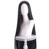 Peruca Cosplay Shengda Transfronteiriça 100cm Cabelo Longo Liso Preto Médio Peruca Anime Universal para Homens e Mulheres