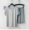 Conjunto de Pijama Masculino de Verão Fino Modal Listrado de Manga Curta e Shorts Pode Ser Usado Fora, Casual e Respirável