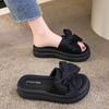 Pantuflas de Estilo Hada con Lazo para Uso Exterior de Mujer Verano 2025 Suela Gruesa para Interior del Hogar Sandalias de Playa Antideslizantes