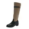 Botas compridas estilo celebridade, novas botas western de salto bloco outono 2026 para mulheres, botas compridas versáteis e que afinam