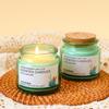 Comércio de exportação transfronteiriço tampa de madeira vidro verde fragrância vela sem fumaça cera de soja planta óleo essencial vela aromaterapia