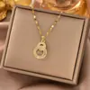[Aço titânio] Micro-incrustado elegante luz luxo diamante completo ouro real requintado micro-incrustado colar de moda feminina moda moda clavícula cadeia fabricante