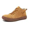 Zapatillas de caña media de cuero gamuzado mate Botas Martin de caña media Zapatos casuales retro de cuero para hombre suela gruesa zapatos de moda 2702