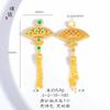 Tienda de oro con colgante de borla para abanico de baile con incrustaciones de diamantes estilo palacio chino nuevo, accesorios DIY, collar para novia