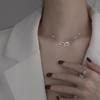 Collar Cuadrado de Doble Aro para Estudiantes, Cadena Simple para Clavícula, Accesorio de Estilo Minimalista Elegante y Único con Exquisito Colgante de Zirconia