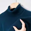 Comercio exterior transfronterizo al por mayor suéter de cuello alto para hombre otoño e invierno engrosado cálido color liso casual punto base para mediana edad