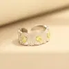 Anillo Pequeño de Margarita Estilo Coreano para Mujer, Anillo Nuevo Abierto, Chapado en Oro con Diamantes, Popular en Xiaohongshu
