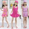 Traje de baño de buena tela + gorro de natación traje de baño para niños traje de baño de una pieza vestido de princesa Niños medianos y grandes Traje para niñas 5-13 años