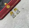 Brincos de Argola Tripla Click-Clack para Unhas Femininas Agulha de Prata 925 Banhada a Ouro Rosa 18K Brincos CNC Fu Lu Shou Elegantes de Alta Qualidade Cabeça de Touro
