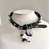 Punk rock dark y2g hot girl estrela de cinco pontas osso couro colar chocker gola subcultura ins