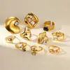 Anillo Europeo y Americano Transfronterizo de Acero Inoxidable Dorado Forma de Perla Exagerado Chapado en Oro 18K Sentido Avanzado Anillo de Acero de Titanio Anillo