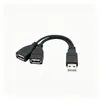 Divisor USB para Coche, Cable Adaptador USB de Uno a Dos, Cable de Extensión de Datos de Carga de Un Macho a Dos Hembras