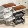 Mesa de centro móvel de camada dupla, mesinha lateral tipo carrinho pequeno, armazenamento de sofá para sala de estar, mesa de chá com rodas, estante de armazenamento para quarto, mesa pequena