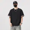 Camiseta de Manga Corta para Hombre, Nuevo Estilo de Verano, Moderna Patchwork a Cuadros Falso de Dos Piezas, Fresca y Cómoda, Corte Holgado, Top Versátil