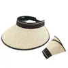 Chapéu Dobrável Grande com Viseira UV para Proteção Solar Feminina, Chapéu de Sol de Palha de Aba Larga para Verão, Chapéu Anti-UV para Uso Externo