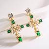 Aogu Aretes Geométricos de Cobre Chapado en Oro de 18K con Incrustaciones de Zircón y Perla Diseño Nicho Lujo Accesible Suministro Transfronterizo
