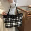 Bolso de Cuadros de Diseño de Nicho Estilo Coreano para Mujer, Bolso Tote de Moda Nuevo, Bolso de Hombro Versátil de Gran Capacidad para el Uso Diario