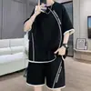 Traje Nuevo de Manga Corta 2025 para Hombre Verano Camiseta de Manga Tres Cuartos Holgada Talla Grande Conjunto Completo de Ropa Deportiva Casual