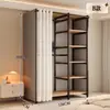 Guarda-roupa aberto com estrutura metálica, armário de armazenamento para quarto, uso doméstico, fácil de montar, adequado para apartamentos de aluguel