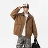 Jaqueta de couro PU de qualidade para casal, estilo retrô americano old money masculino, casual de rua, estilo motociclista, moda masculina