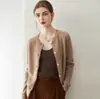 Suave y versátil, nuevo cárdigan de punto 100% cachemira con cuello redondo para mujer, otoño e invierno 2026, abrigo de punto suave y cómodo