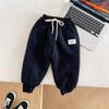 Fengzhigu 2023 Inverno novo calça infantil calça infantil estilo coreano versátil camada dupla espessada calça de algodão calça casual com letra para meninos