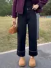 Jeans negros de pierna recta para mujer, nueva colección primavera/otoño, tallas grandes, corte holgado, efecto adelgazante, adecuados para figuras tipo pera, largo cropped