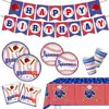 Amazon Bola Esportiva Tema Baseball Festa Decoração Suprimentos Festa de Aniversário Menino Prato de Papel Copo de Papel Banner Decoração