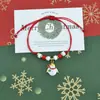 Pulseiras de Natal Mais Vendidas na Europa e América, Sino, Floco de Neve, Peças de Liga de Zinco e Argila Polimérica do Papai Noel, Pulseiras Trançadas à Mão