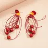 Pendientes Largos de Borla con Cuentas de Concha Acrílica Exagerada Estilo Vacacional, Únicos, de Nicho, Pendientes de Gama Alta para Mujer
