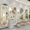 Espejo Estación de Barbería Famoso en Internet de Moda, Espejo para Salón de Peluquería, Dedicado para Cortar el Cabello, con Luces LED, Montado en Pared, Unilateral, Diseño Simple