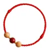 Pulsera de Madera de Durazno Real Cinabrio con Cordón Rojo Tejido para Hombres y Mujeres para Protegerse y Garantizar la Seguridad en el Año de Nacimiento, Buena Suerte para Niños y Estudiantes