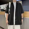 Camisa Simple de Manga Corta Holgada de Moda para Hombre, Diseño de Nicho de Verano, Chaqueta Versátil Casual, Blanco y Negro