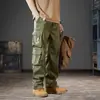 Pantalones de Trabajo Estilo Americano para Hombre, Pantalones Largos Casuales Finos Sueltos de Pierna Recta, Tendencia Versátil Multibolsillos Duraderos de Ropa de Trabajo