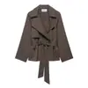 Moda europea y americana transfronteriza Bestseller de AliExpress: elegante gabardina corta de manga larga, que ciñe la cintura