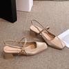 Sandálias Mary Jane para Mulheres, Simples e Confortáveis, Salto Alto de Uma Tira, Sapatos de Noite Franceses Gentis de Verão