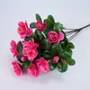 Flor de Plástico Simulada Azaleia Pequena de 7 Pétalas Buquê de Flores Portátil Tecido Decoração de Casamento Arranjo de Flores Flor Seca Flor de Seda