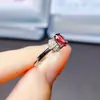 Anillo Popular de Granate Natural al por Mayor de Fábrica Plata S925 Incrustado con Piedra Principal 4*6 Joyería de Lujo Venta Directa de Fábrica