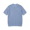 Roupa Masculina Jiezhan Estilo Old Money Textura Listrada Malha Manga Curta Chegada Nova Verão 2026 Estilo Maduro Amigo da Pele Respirável Camiseta