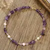 Pulsera Collar de Perlas de Agua Dulce Amatista Estilo Nuevo Otoño e Invierno para Niñas, Joyería Diaria de Lujo Ligero de Alta Gama, Regalo para Mejores Amigas