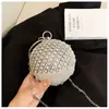 Nuevo bolso de noche transfronterizo 2026, estilo europeo y americano, bolso de mano para mujer con incrustaciones de diamantes, clutch redondo para fiestas, bolso de noche formal