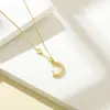 Colar de prata esterlina Estrela Lua Dragão para mulheres Pingente de jade Hetian Signo Dragão Corrente nova para clavícula presente de aniversário