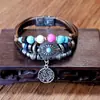 Estilo Bohemio Étnico Estilo Tribal Indio Retro Hoja Turquesa Acero Inoxidable Pulsera de Cuero Pulsera de Cuero