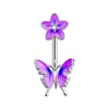 Nuevo Anillo de Ombligo Mariposa Pequeña con Goteo de Aceite Corazón de Chica Mariposa Diamante Acero Inoxidable Joyería de Piercing Clavo de Ombligo