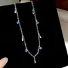 Collar con colgante redondo de circón con incrustaciones de diamantes y encaje, cadena para la clavícula minimalista, joyería de nicho de alta gama para mujer, los más vendidos en Corea y Japón