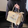 Bolsa de Mão Kelly Texturizada Tendência de Luxo Coreana Nova Moda Primavera 2026 Bolsa de Ombro Simples de Nicho Bolsa Transversal