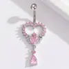 Clavo para ombligo con forma de corazón de circón incrustado en cobre, alas de amor, colgante de gota de agua, aro para ombligo, joyería de perforación transfronteriza Europa y Estados Unidos venta al por mayor